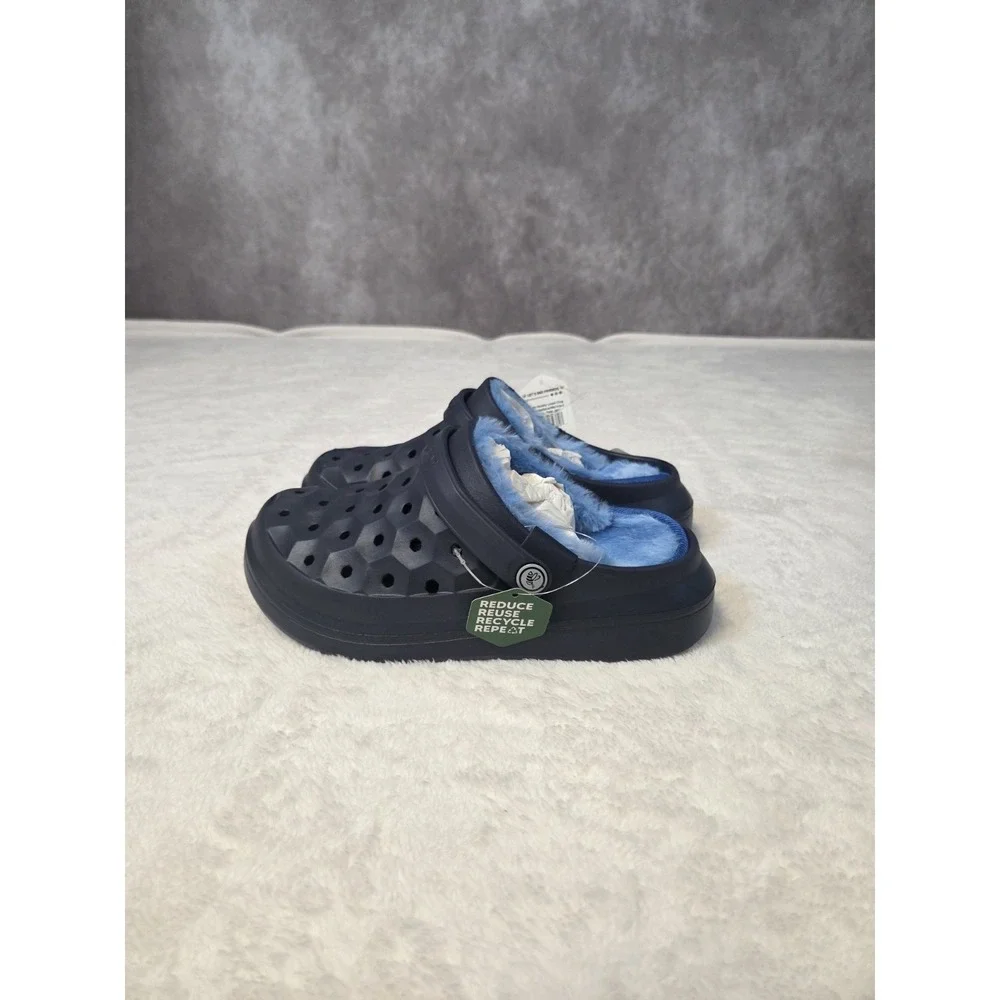 Joybees Fur Lined Clogs Childs Size 4 Navy NWT